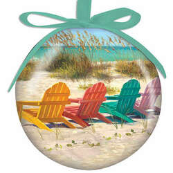 Item 108007 thumbnail Colorful Adirondack Chairs Ball Ornament - Outer Banks