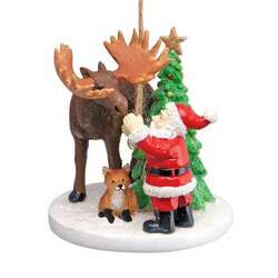 Item 108150 thumbnail Santa With Moose Ornament