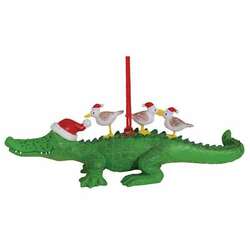 Item 108547 thumbnail Alligator With 3 Birds Ornament