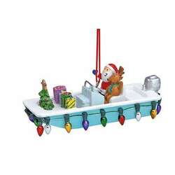 Item 108917 thumbnail Santa And Friend In Skiff Ornament