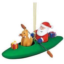 Item 109991 Dog In Kayak With Santa Ornament