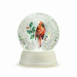 Item 112122 thumbnail Lit Cardinal With Holly Snow Globe