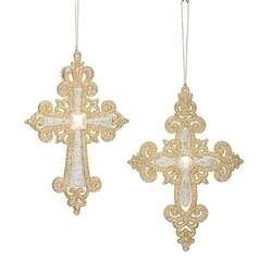 Item 134108 thumbnail Silver/Gold Glitter Cross Ornament