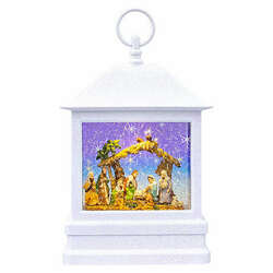 Item 134147 LED Holy Family White Swirl Water Lantern
