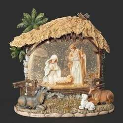 Item 134166 LED Swirl Holy Family Stable With Animals