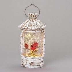 Item 134210 Lighted Birch Birdhouse With Cardinal