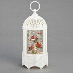 Item 135008 LED Cardinals Swirl Birdcage Lantern