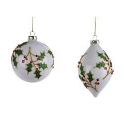 Item 171050 thumbnail Holly Berry Glass Ball/Finial Ornament