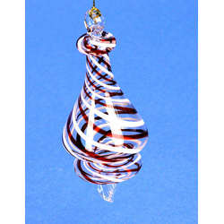 Item 186720 thumbnail Red White Striped Bottle Finial With Twist Ornament