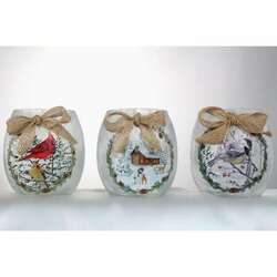 Item 212072 Birds/Snowman/Deer In Wreath Candle Holder 