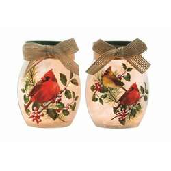 Item 212299 Pre-Lit Small Cardinal Holly Jar
