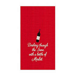 Item 231181 thumbnail Dashing Through the Snow With A Bottle of Merlot Kitchen Towel
