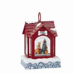 Item 281387 Lighted Musical Puppies With Presents Water Lantern Doghouse