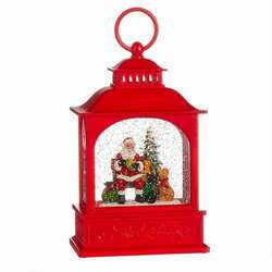 Item 281410 Lighted Dogs Visiting Santa Water Lantern