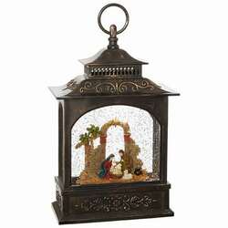 Item 281946 Bronze/Black Lighted Nativity Water Lantern