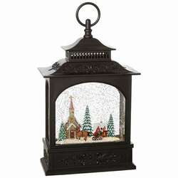 Item 282024 Musical Black Lighted Town Scene Water Lantern