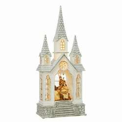 Item 282061 Lighted Nativity Water Church