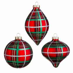 Item 282114 Plaid Finial/Ball/Onion Ornament