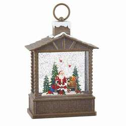 Item 282119 Lighted Santa Water Log Cabin