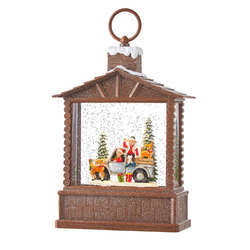 Item 282163 Elves In Truck Lighted Water Log Cabin