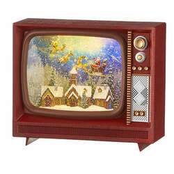 Item 282287 Santa Flying Over Town Musical Water TV