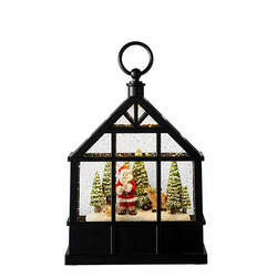 Item 282326 Santa Cuts Down Tree Water Greenhouse Lantern