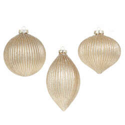 Item 282417 thumbnail Champagne Glitter Ribbed Ornament