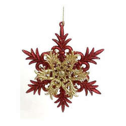 Item 302376 thumbnail Red/Gold Flower Ornament
