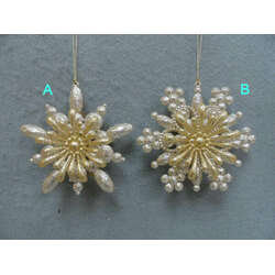 Item 303021 thumbnail Champagne Gold/Gold Snowflake Ornament