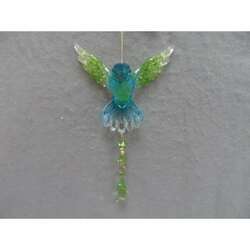 Item 303167 thumbnail Green/Blue Hummingbird With Drop Ornament