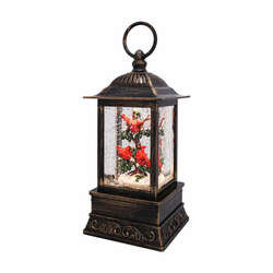 Item 322030 Cardinal Trio Birch Glitter Lantern