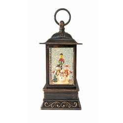 Item 322132 Lighted Snowman Family With Lamppost Glitter Water Lantern
