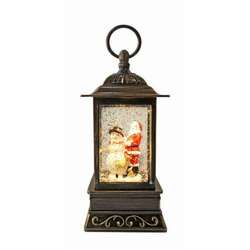 Item 322155 Santa With Snowman/Deer Glitter Water Lantern