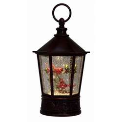Item 322253 Cardinal Branch Hexagon Glitter Lantern