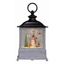 Item 322255 Snowman With Broom Glitter Lantern