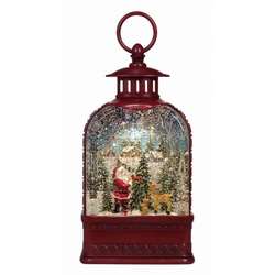 Item 322258 Santa/Deer Dome Glitter Lantern