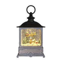 Item 322348 SANTA SLEIGH & VILLAGE GLITTER LANTERN