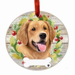 Item 407131 thumbnail GOLDEN RETRIEVER WREATH ORNAMENT