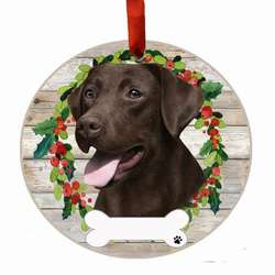 Item 407336 thumbnail CHOCOLATE LABRADOR WREATH ORNAMENT