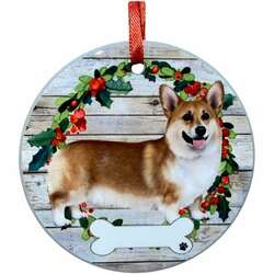 Item 407375 thumbnail WELSH CORGI FB WREATH ORNAMENT