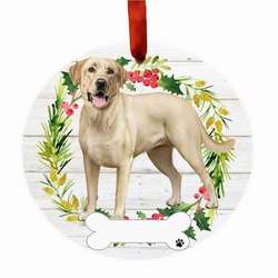 Item 407382 thumbnail YELLOW LABRADOR FB WREATH ORNAMENT