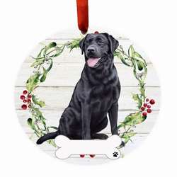 Item 407383 thumbnail BLACK LABRADOR FB WREATH ORNAMENT