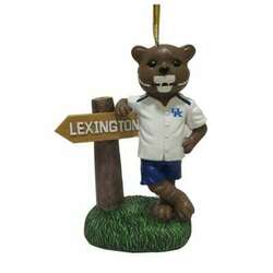 Item 416384 thumbnail University of Kentucky Wildcats Mascot With Sign Ornament