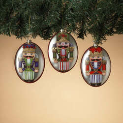 Item 431214 thumbnail Glass Oval Disc Nutcracker Ornament