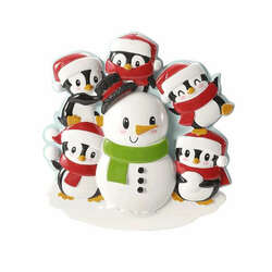 Item 459147 Penguins Building A Snowman Family Of 5 Ornament