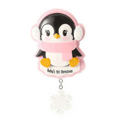 Item 459606 thumbnail Babys First Baby Penguin With Pink Ear Muff Ornament