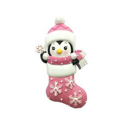 Item 459725 thumbnail Penguin In Snowflake Stocking Pink Ornament
