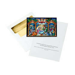 Item 473198 Stained Glass Nativity Christmas Cards Boxed