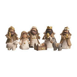 Item 501047 thumbnail Burlap Look Baby Nativity 8 Piece Set