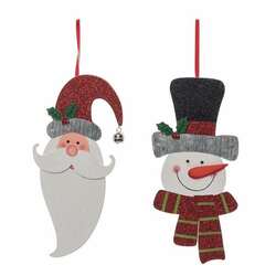 Item 501418 thumbnail Glittery Santa And Snowman Wall Decor